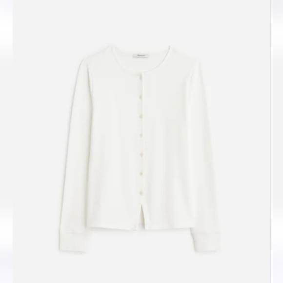 Madewell Ribbed Button-Front Cardigan white XS $55 - Picture 6 of 11